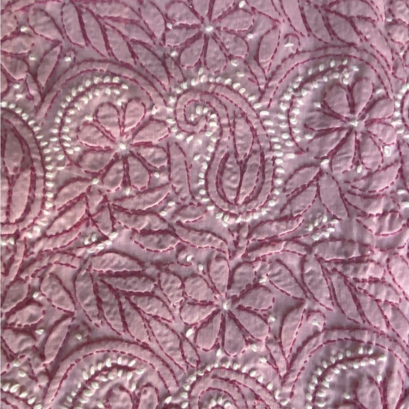 Chikankari Hand-Embroidered Straight Pink Kurti Tunic size 42, US L. NEW - Picture 11 of 16